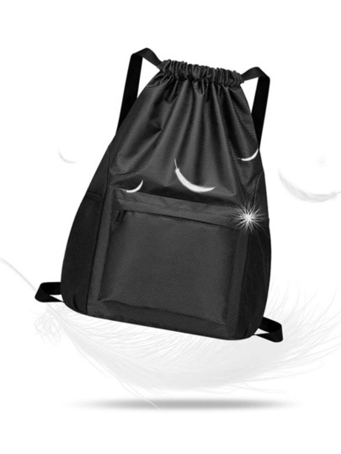 Drawstring Backpack Fashion School Gym Drawstring Camping Bag Casual String Knapsack School Backpack Schoolbag For Travel College School Commute Lightweight Sport Bag Black Backpack University Dorm Pr