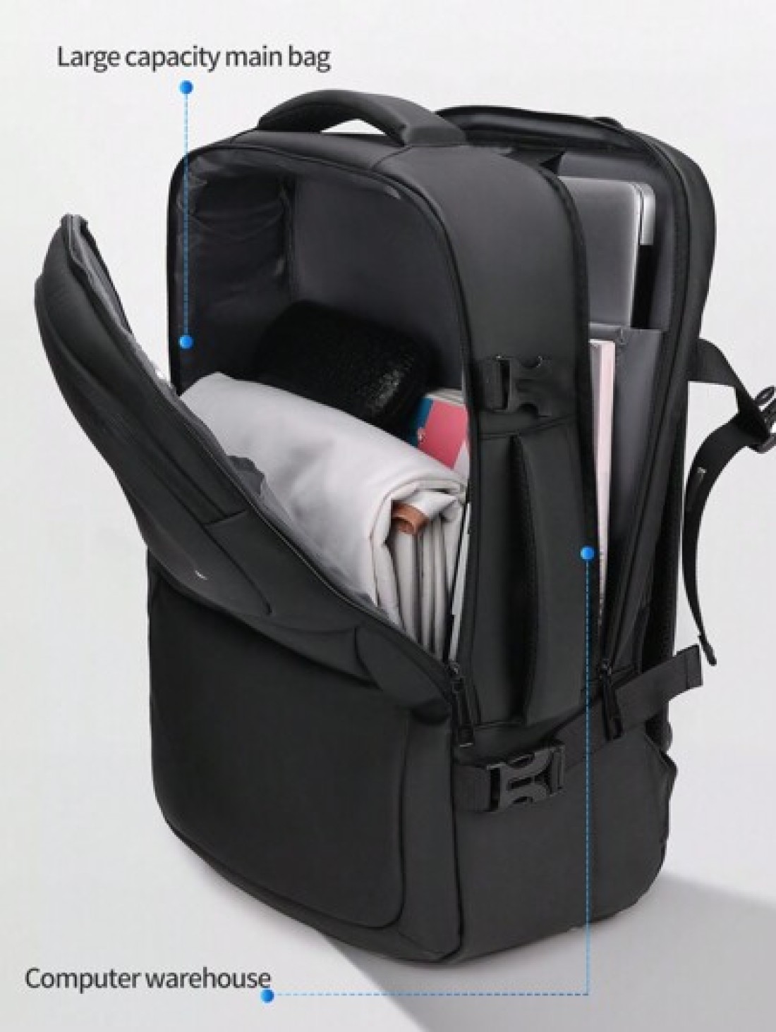 1pc Expandable Large Capacity Travel Backpack Outdoor Beach Bag School Student Backpack Weekend Overnight Bag With Wet Dry Separation Multiple Pockets Scratch Resistant Water Resistant Fabric Holiday