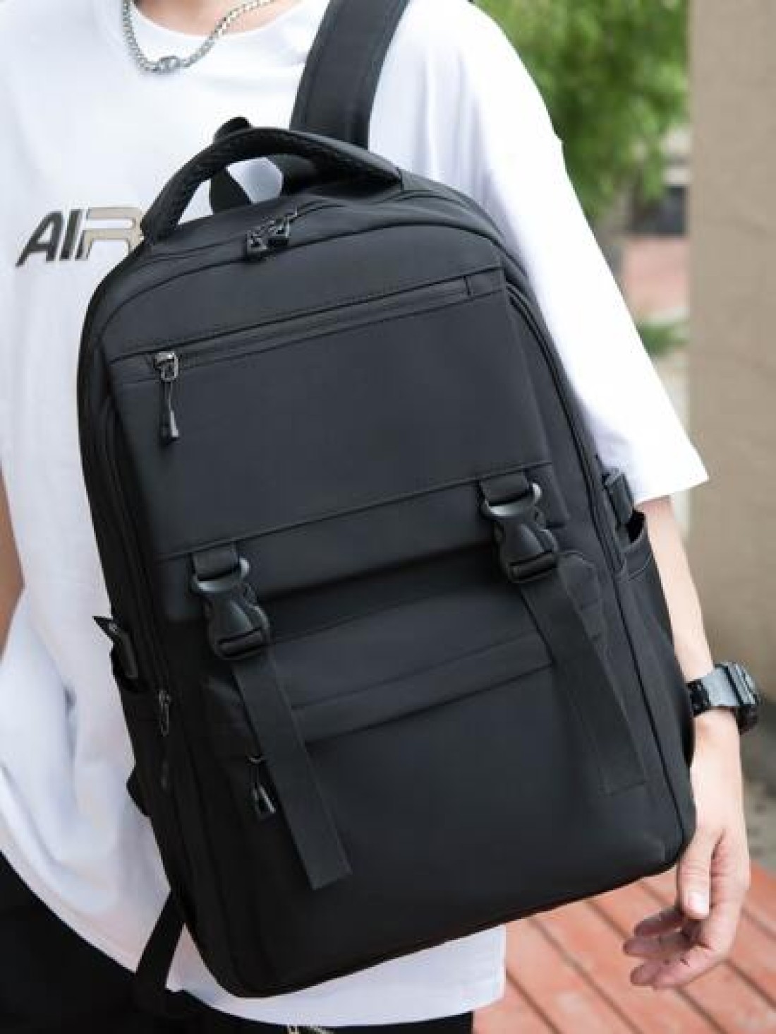 15 6 Inch Men Release Buckle Decor School Bag School Bags School Backpack Laptop Bag Rucksack Shoulder Bag Travel Bag Sport Bag College Bag For School College Business Outdoor Hiking Travel Camping Sp
