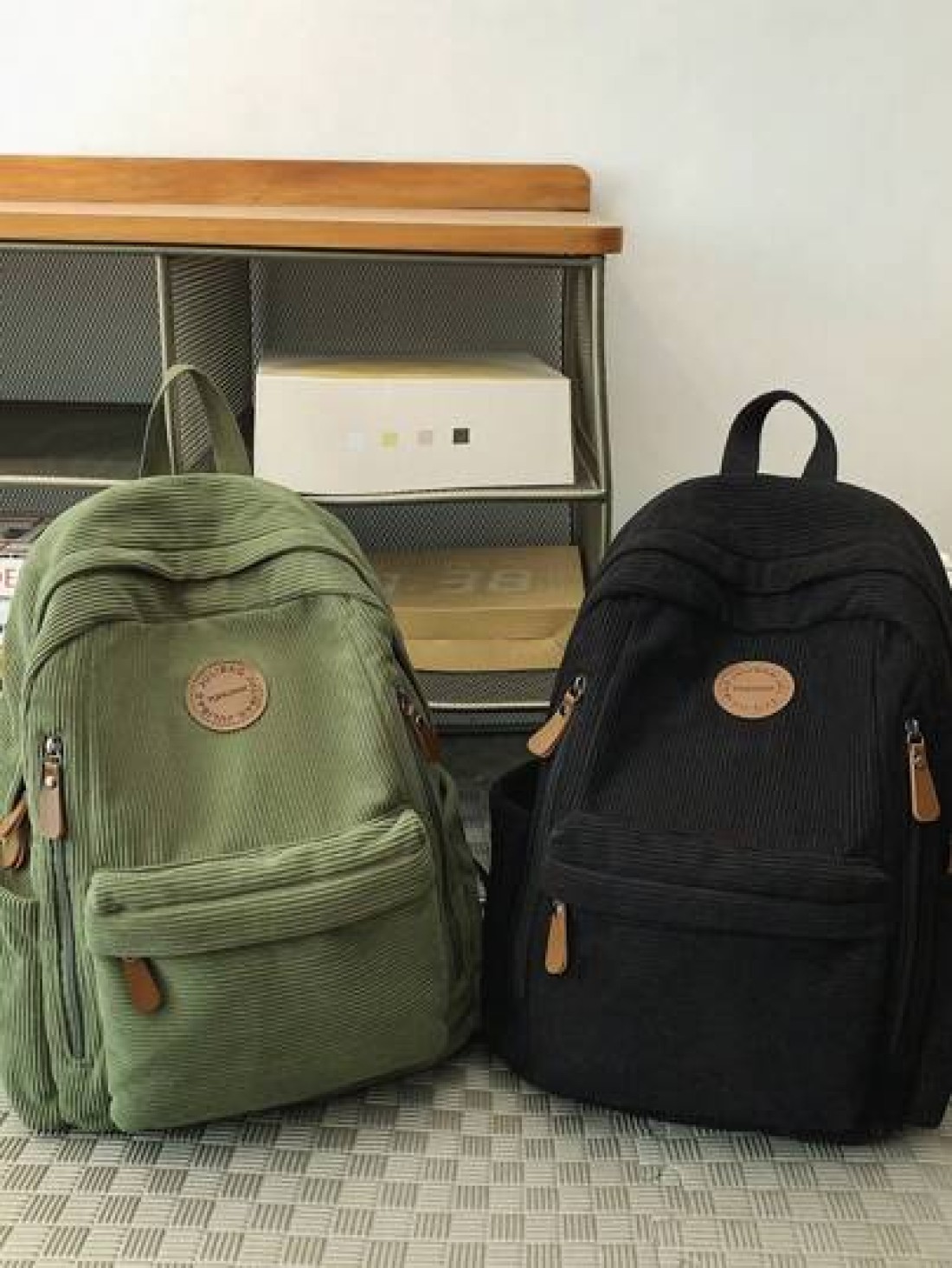 Small Corduroy Backpack For College Students Lightweight Casual Bookbag For High School Girls Boys Fits 14 Inch Laptop Travel Rucksack