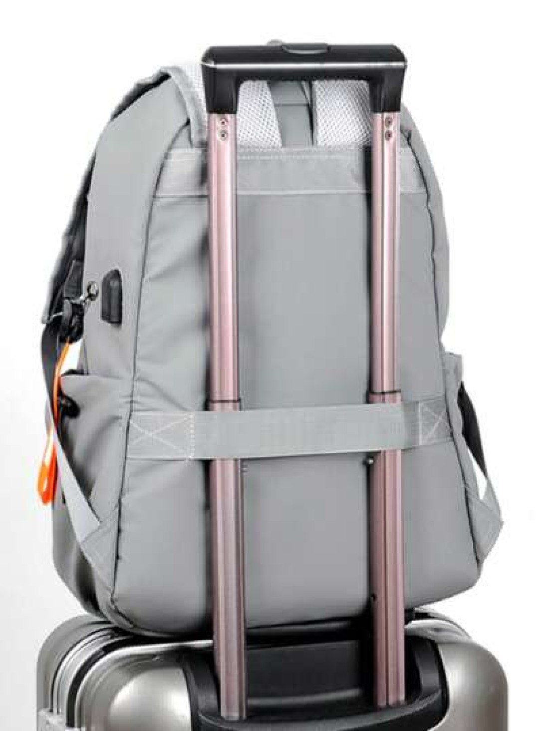 1pc Grey Oxford Cloth Large Capacity Backpack Men s Commuter Laptop Bag Business Casual College Student Backpack Waterproof Travel Bag With USB Charging Port Headphone Hole Multi Pocket Design To Fit