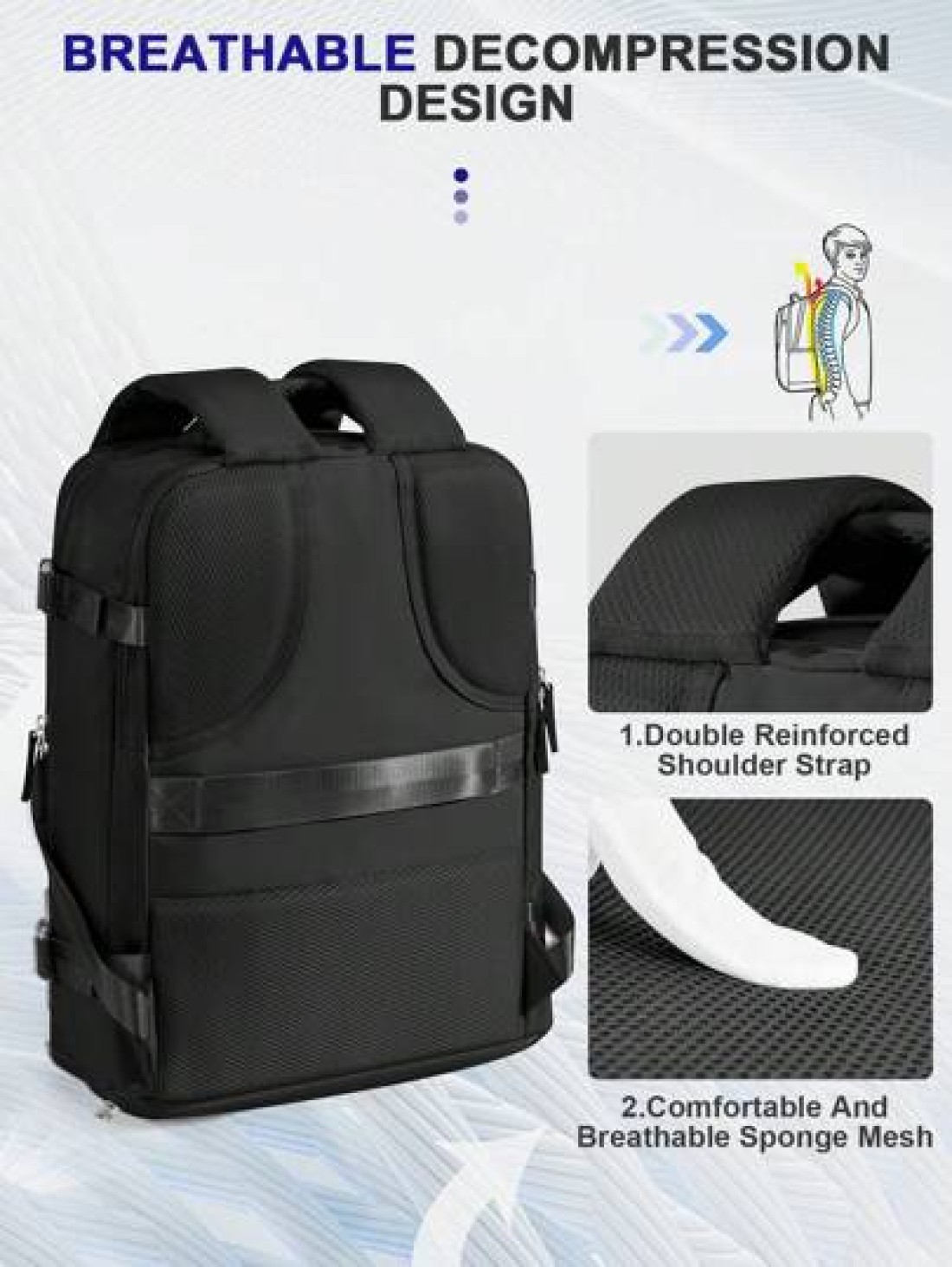 Floless Travel Backpack Work Bag Carry On Hand Luggage Water Resistant Business Large Daypack Weekender Bag Slim Laptop Backpack With USB Charging Port College Bag Computer Bag Gifts Fits 15 6 Inch No