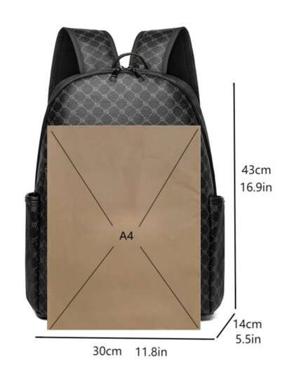 Large Capacity Printed Casual Backpack Fashion PU Leather Business Laptop School Bag
