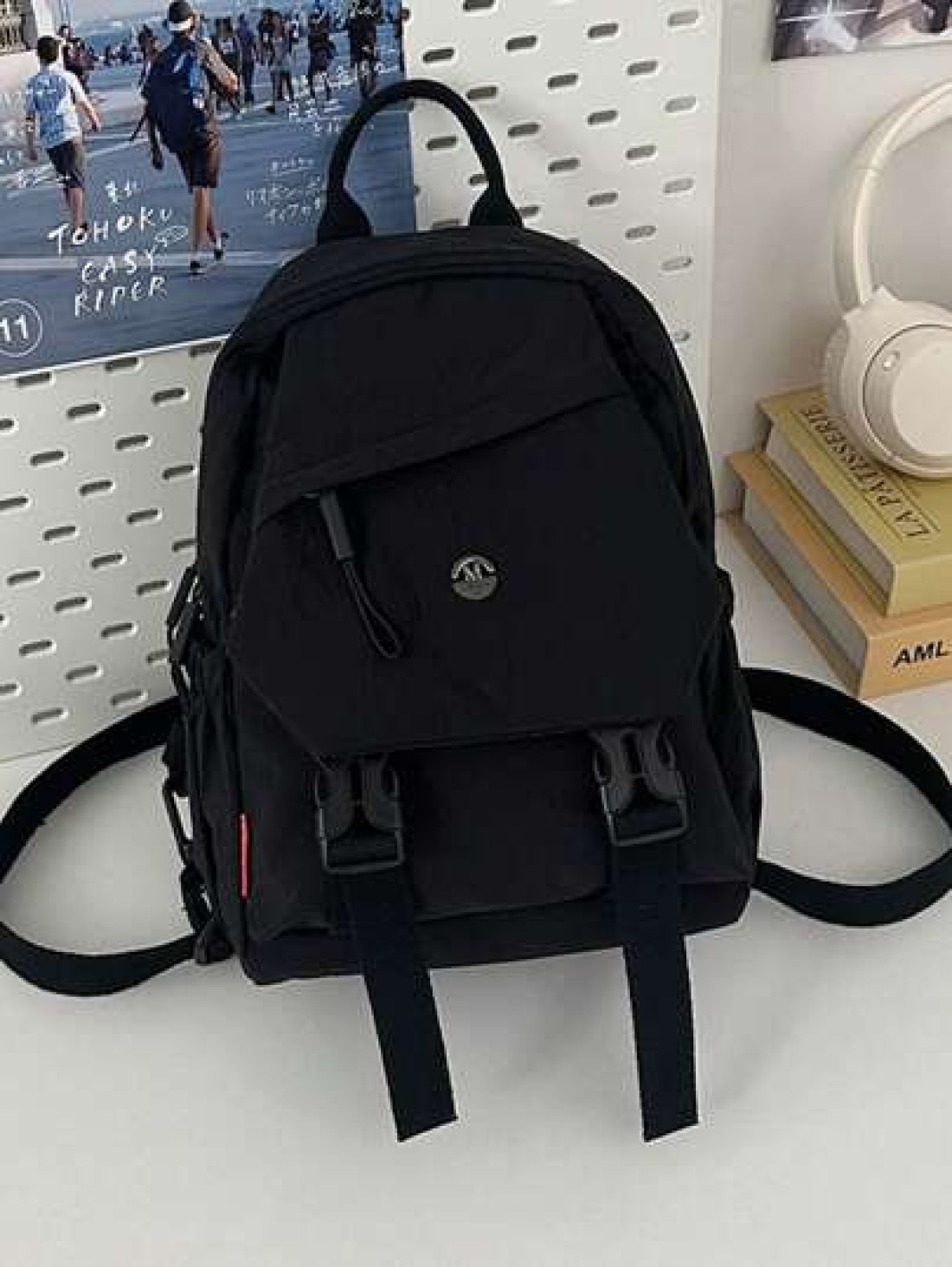 Solid Color Nylon Mini Backpack Unisex Multipurpose Handheld Shoulder Bag Suitable For College Students Zipper Closure Daily Wear