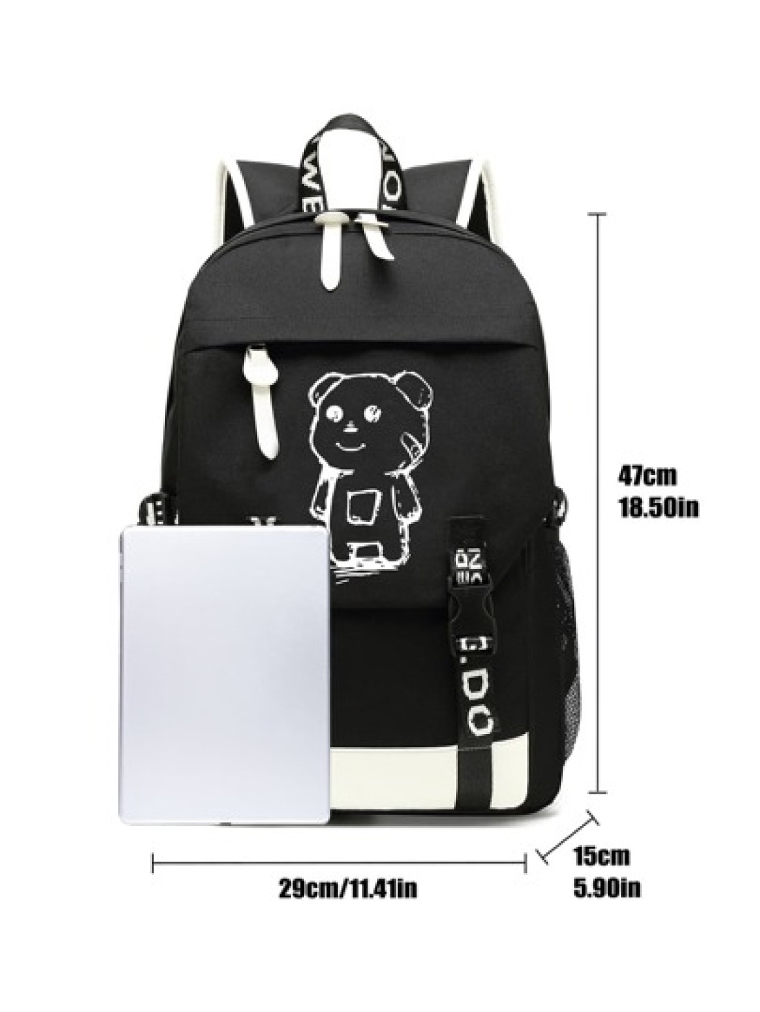 15 Inch Men Cartoon Bear Graphic School Bag School Bags Schoolbag School Backpack For School Daypack Laptop Bag Computer Bag Book Bag Rucksack Shoulder Bag Travel Bag Sport Bag College Bag Business Ou
