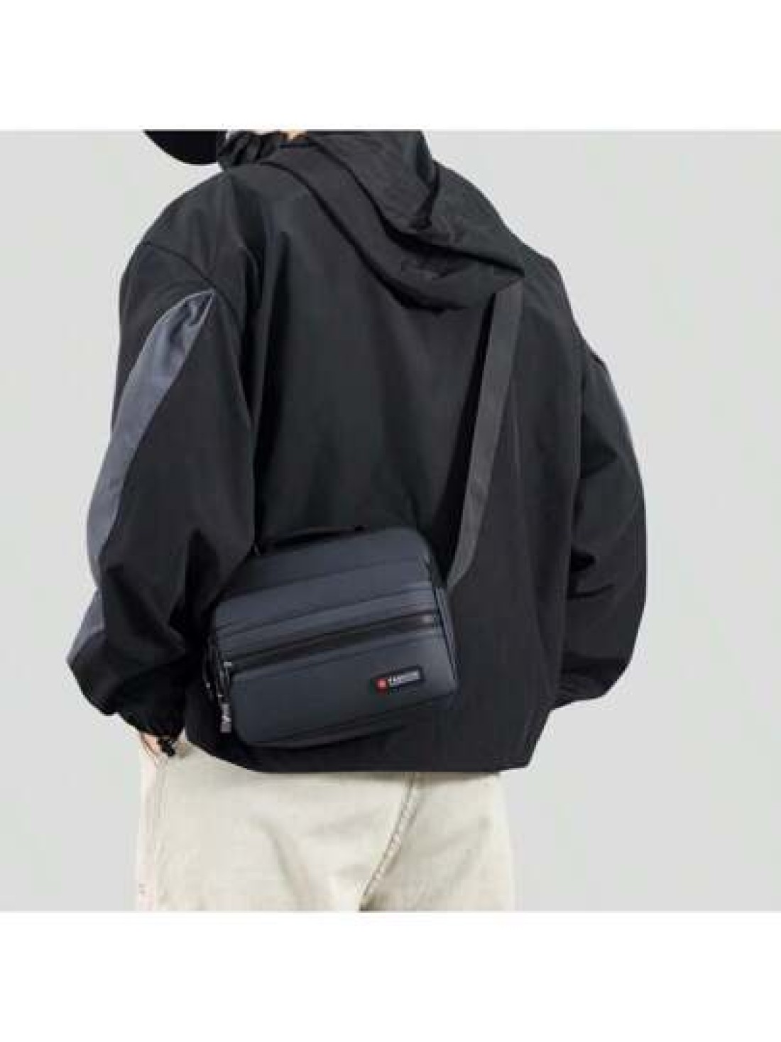 Men s Casual Versatile Solid Color Nylon Messenger Crossbody Phone Bag Business Style