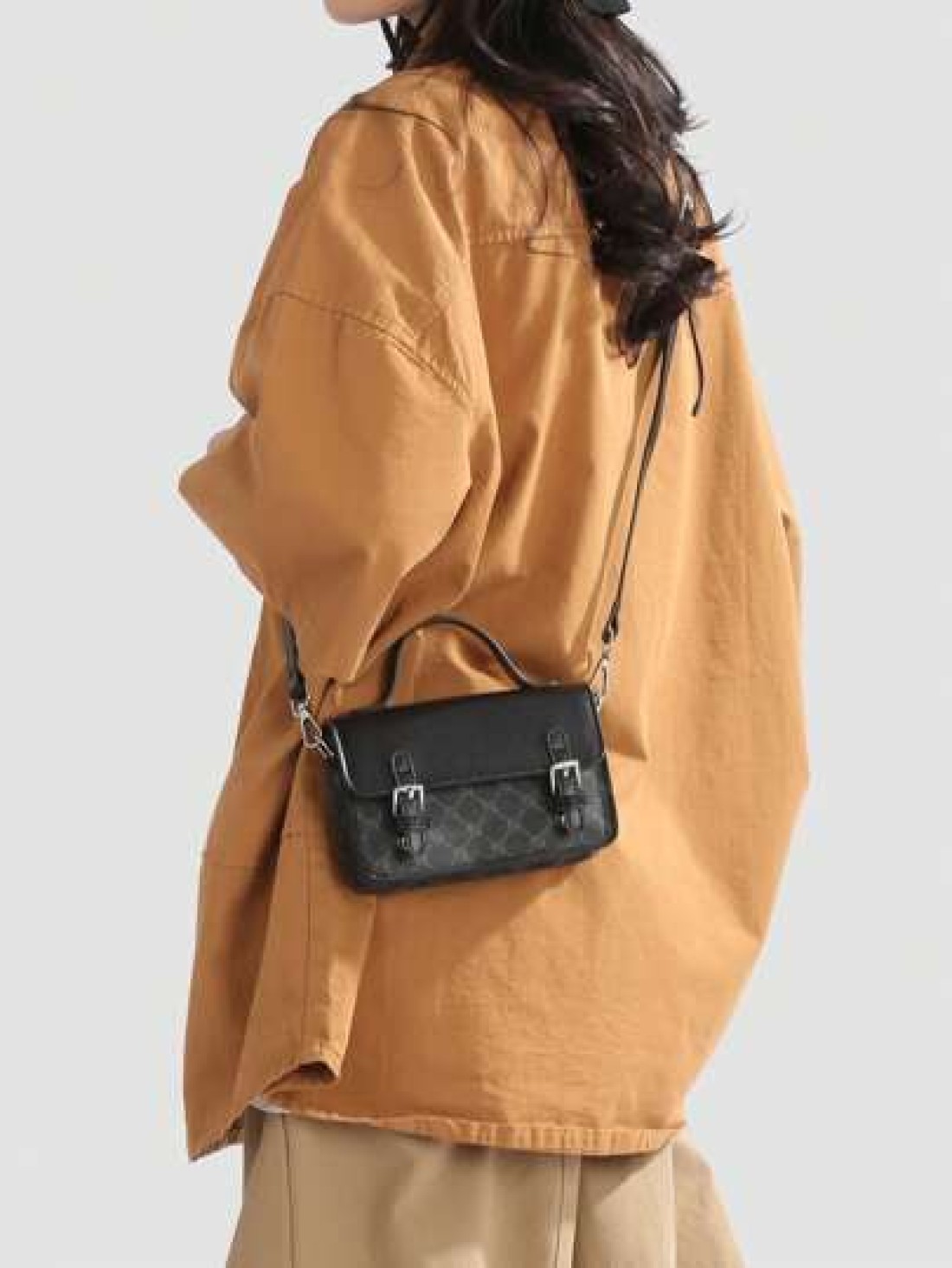 peach tree Minimalist Mini Box Shaped Crossbody Bag Peach Tree Design