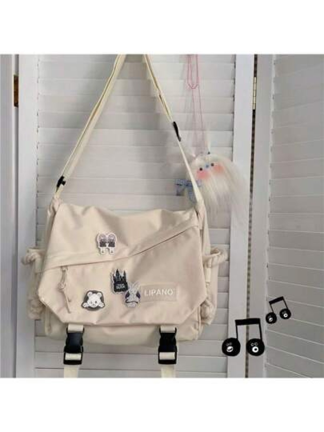 1pc Japanese Harajuku Style Solid Fashionable Casual Large Capacity Women Crossbody Bag High Shool Girls Messenger Bag For Class Teens Girls Boys Street Campus Crossbody Bag For University High Shool