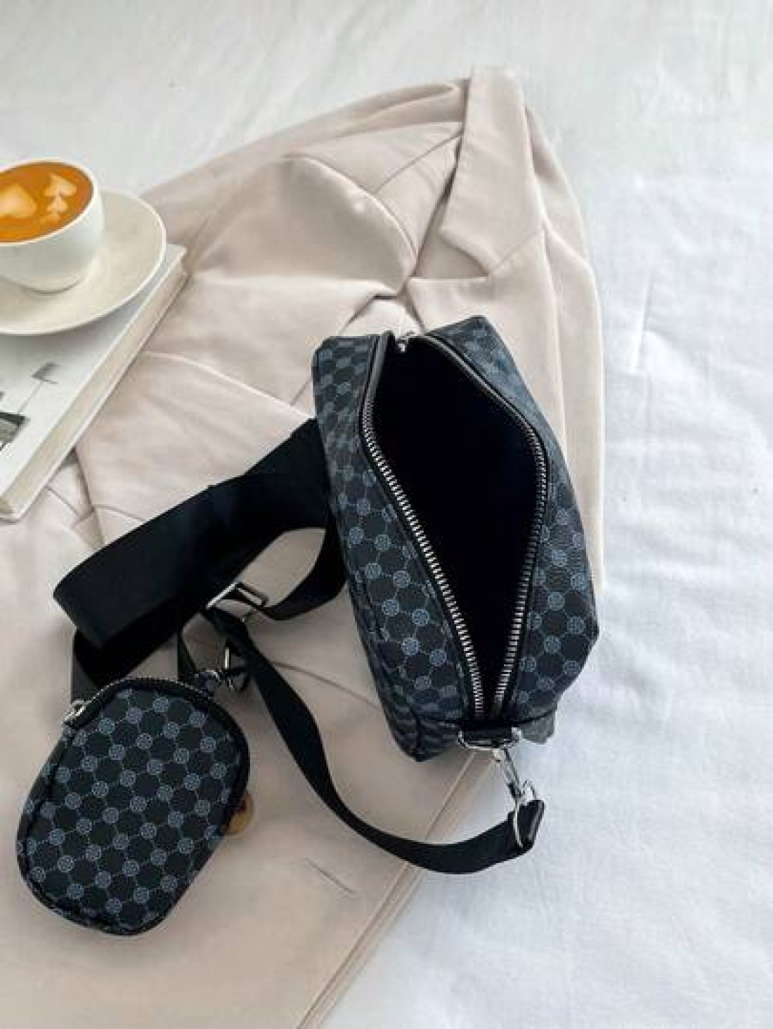 European And American Messenger Bag Two Piece Package Bag New Two In Shoulder Strap Fashion Printing Package Can Be Split Multi Functional Simple Fashion Personality Bag Japanese And Korean Casual Sho
