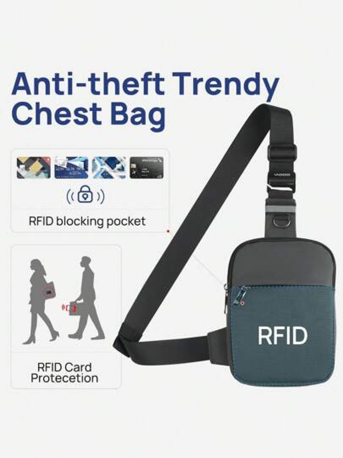 One Shoulder Sling Cross Body Bag Anti RFID Small Waist Pouch Lightweight Chest Phone Mini Bag Suitable For Travel And Leisure