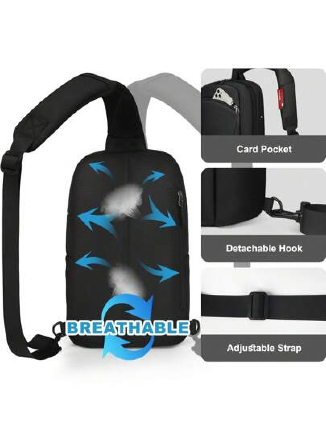 Sling Bag For Men Lightweight Waterproof Chest Crossbody Bag Anti Theft Multipurpose Sling Backpack For Outdoor Sport Business