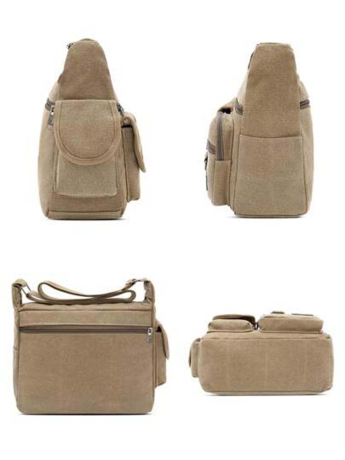 1Pc Khaki Canvas Shoulder Bag Large Capacity Multilayer Messenger Bag Student Travel Shoulder Bag Crossbody Bag Sling Bag For College School Lightweight Multifunctional Dad College Bag Freshman Multi