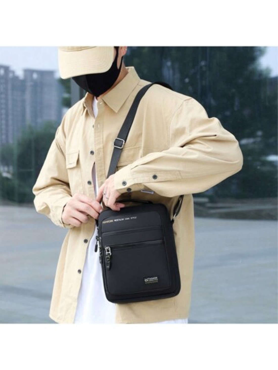 Men s Casual Multi Pocket Square Bag Waterproof Nylon Shoulder Bag Valentine s Day Gift Father s Day Gift Crossbody Sling Vacation School Summer Carry On Polyester Black Personalized Gifts Dad Husband