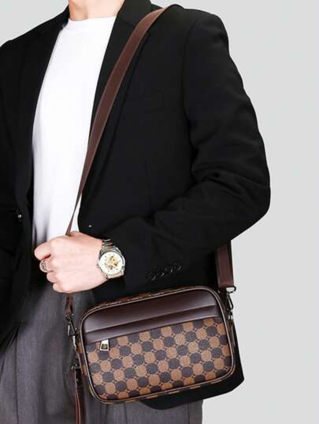 New Men s Business Shoulder Bag High Quality Leather Crossbody Bag Multi Layer Fashionable Hand Held Small Square Bag Casual Backpack Men s Handbag Casual Large Capacity Hand Held Bag Hand In Hand Cli