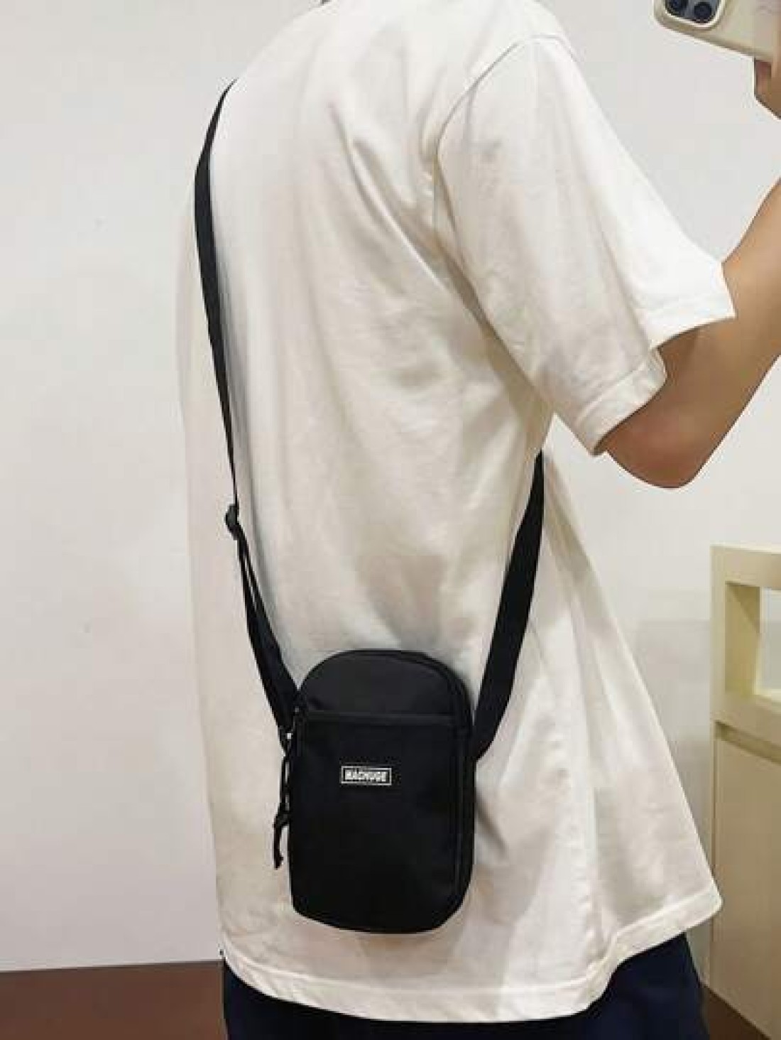 1 Pc Mini Mesh Front Pouch Decor Nylon Men s Shoulder Bag Casual Crossbody Bag For Shopping Travel Holiday Gift