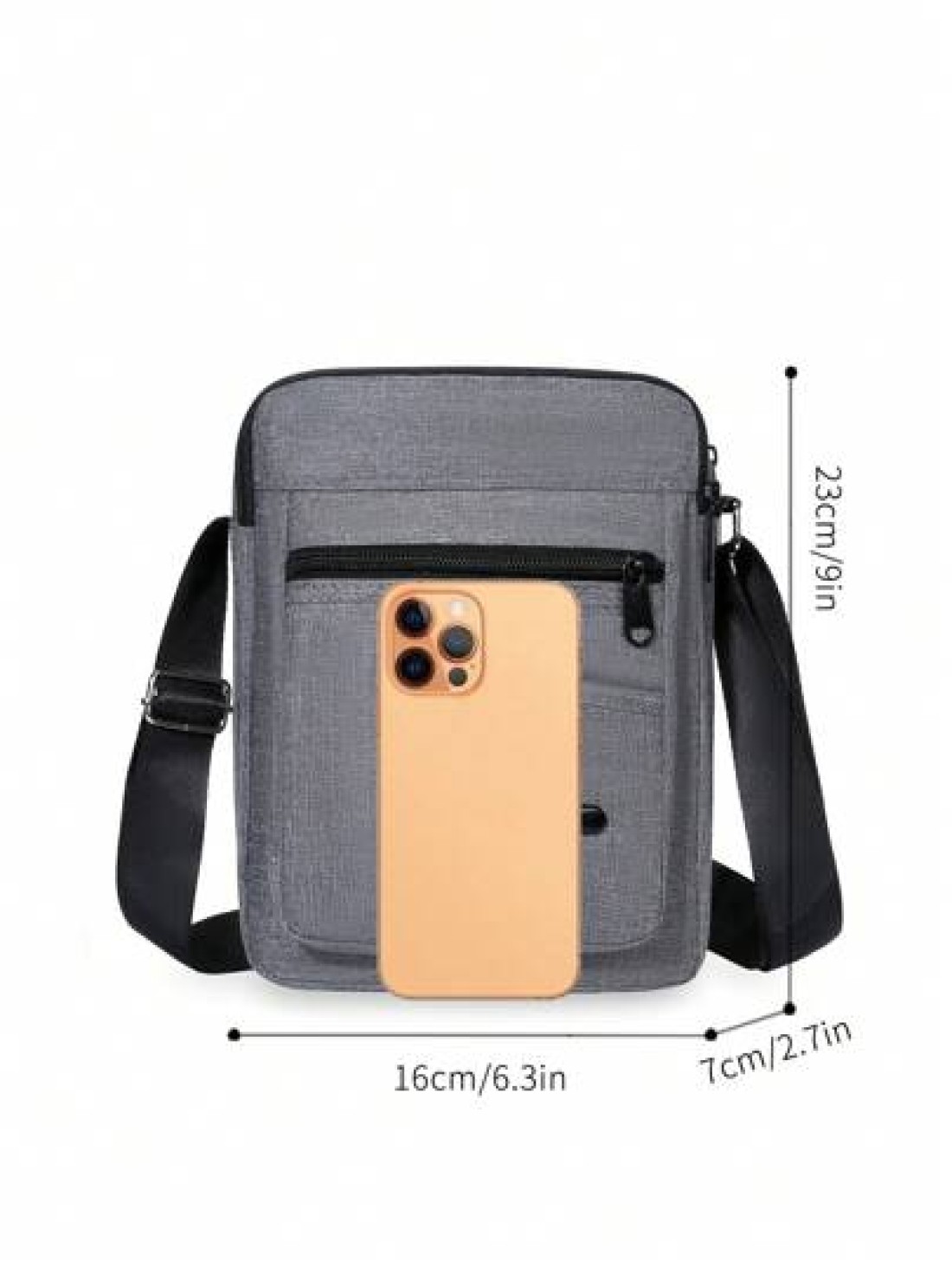 Zipper Closure Men s Grey Nylon Shoulder Crossbody Bag Sling Bag Shoulder Bag Side Bag Square Bag For Holiday School Bag For College Students Summer Gifts For Boyfriend College Bag Dad Sling Bag Multi