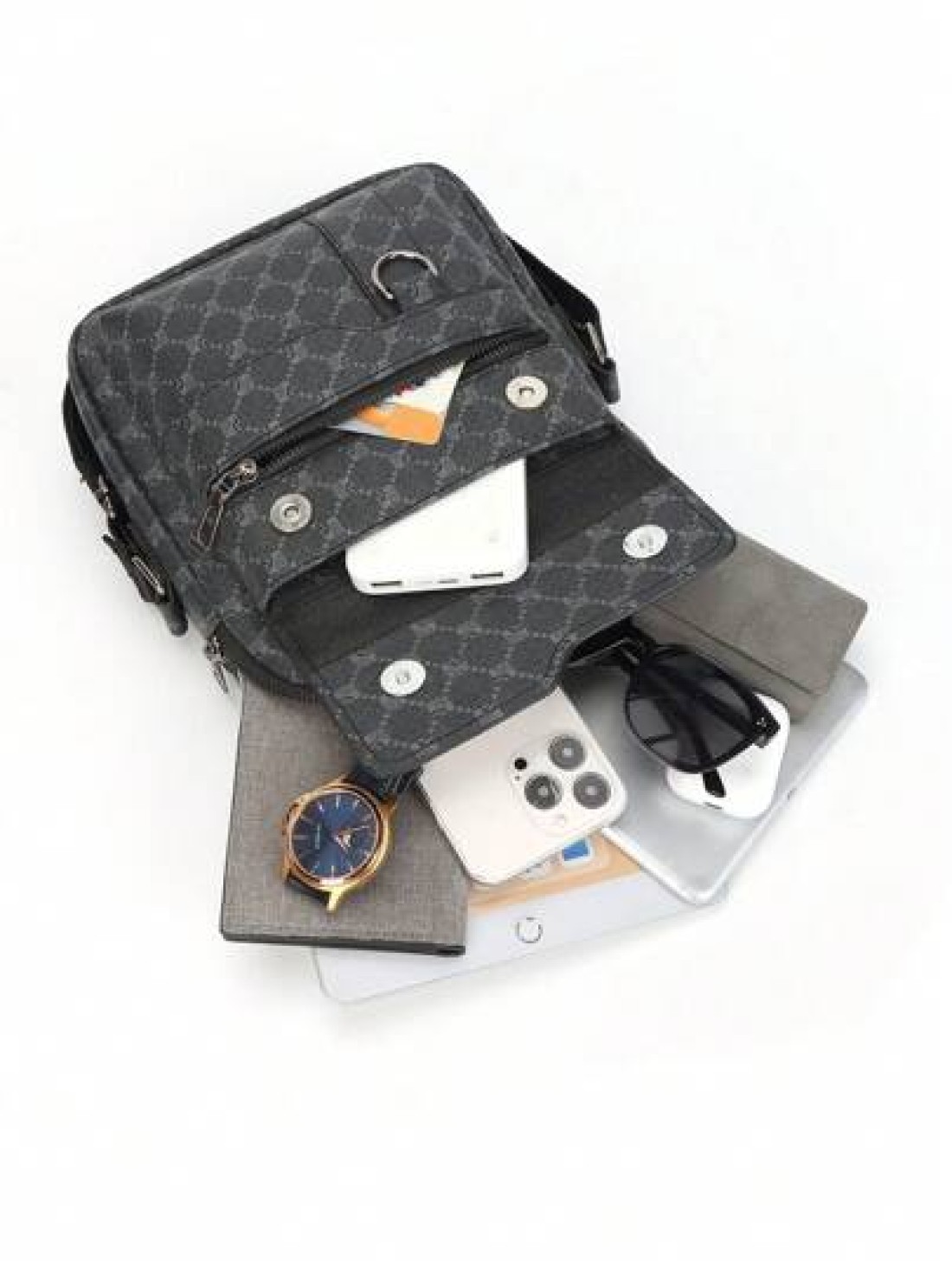 Men s Geometric Pattern Printing Square Crossbody Bag Stylish Single Shoulder Bag Small Messenger Bag For Father s Day Gift Geometric Pattern Printing Office Travelling