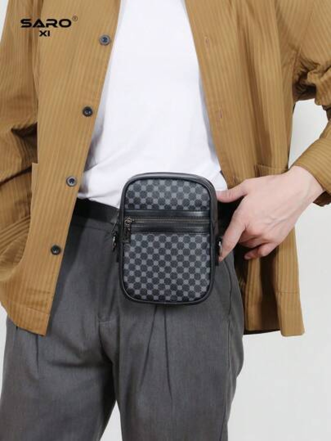 1pc Retro Men s Shoulder Bag Side Pocket Messenger Bag Casual Crossbody Bag Multi Functional For Commute PVC Black Simple Design Gift For Boyfriend Fashion