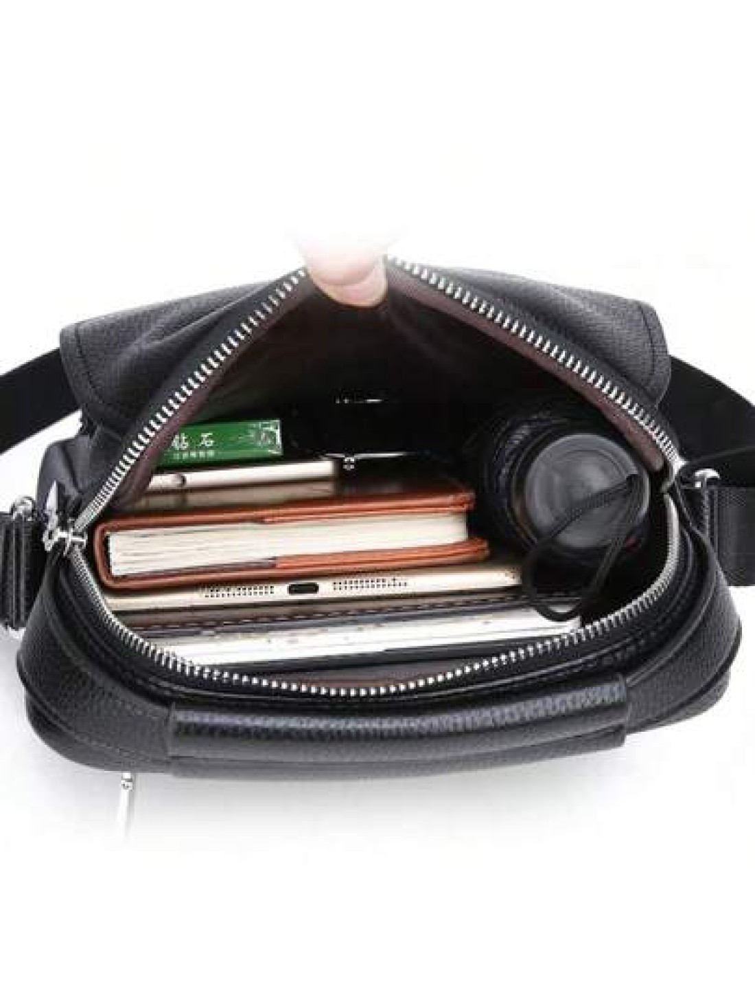 PU Leather Crossbody Bag For Men Casual Shoulder Bag For College Students