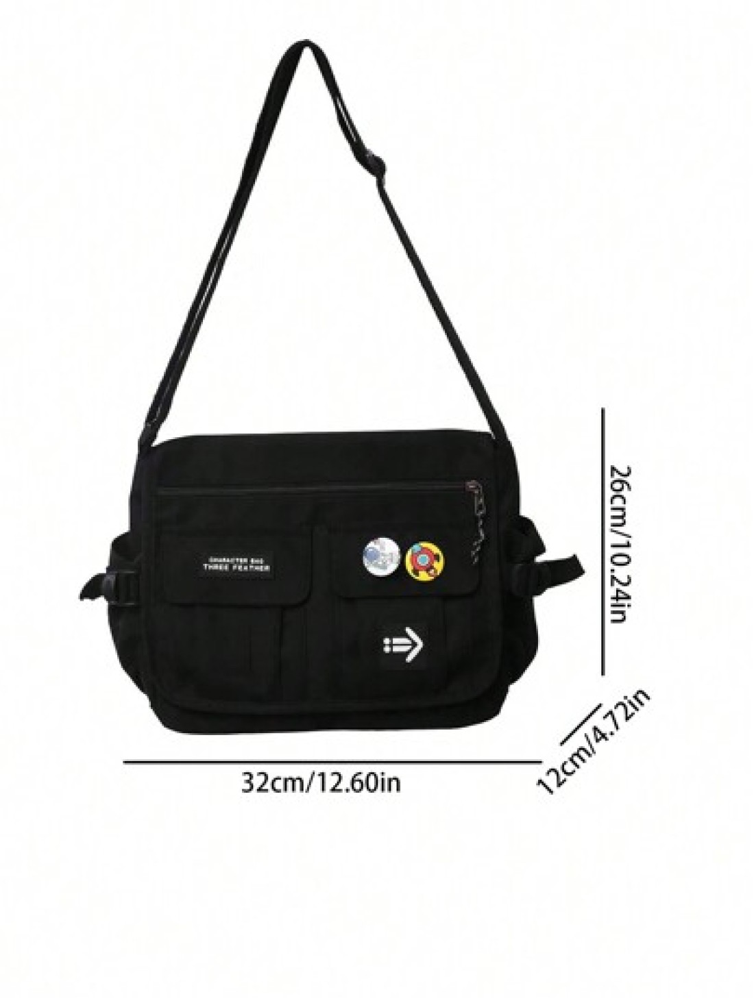 High School Students Multifunctional Sling Bag Shoulder Bag Casual Bag Letter Patch Messenger Bag For Travel College School Outdoor Sports Crossbody Bag Side Bag Lightweight With Adjustable Strap Nylo