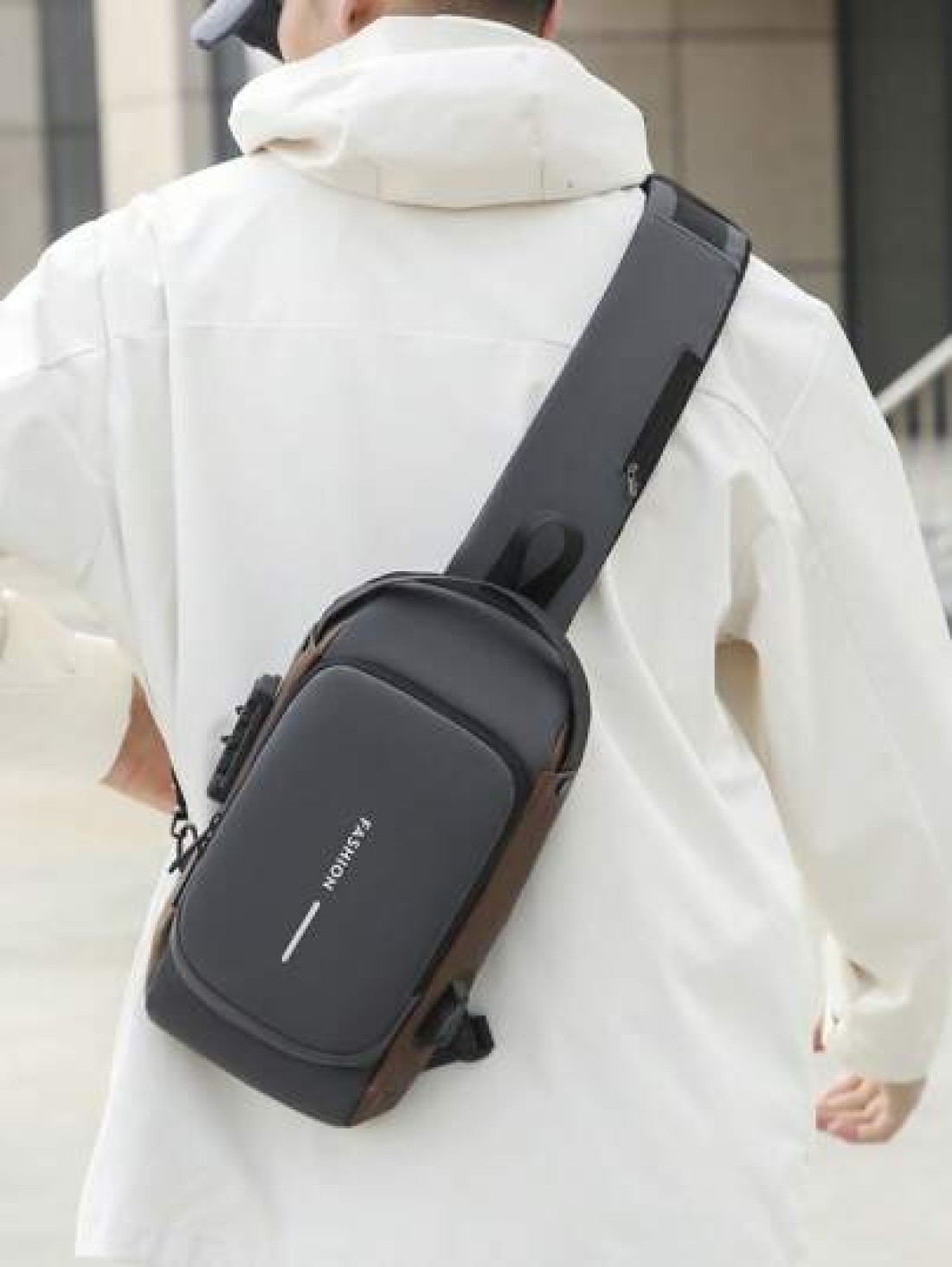 New Motorcycle Bag With Password Lock Anti Theft Crossbody Bag Men Sports Outdoor USB Interface Chest Bag Sling Bag