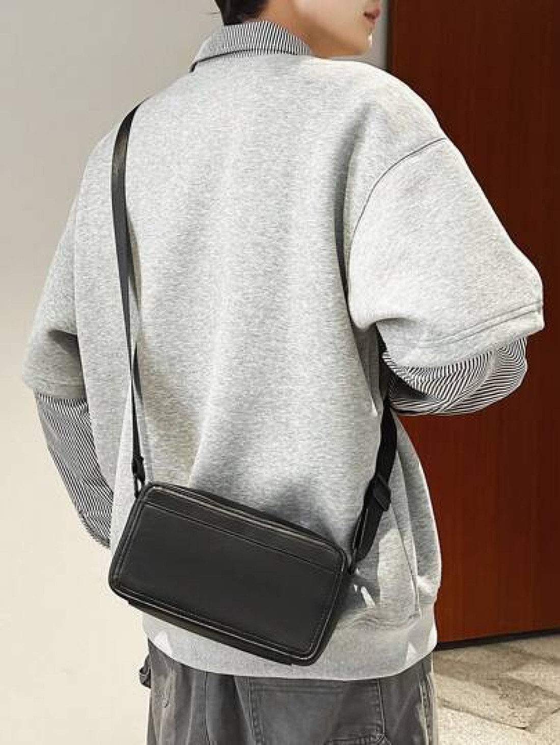 peach tree Men s Box Bag Sling Bag Shoulder Bag Small Square Bag Business PU Waterproof Flap Bag Wallet Business Storage Bag Suitable For Business Trips Graduation School Supplies