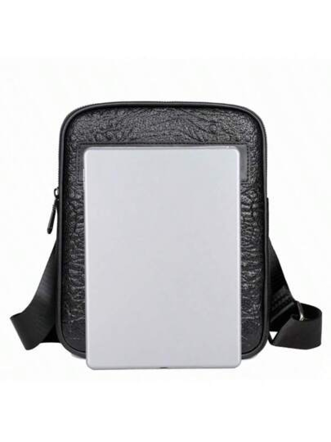 Men Black Crocodile Embossed Shoulder Bag Casual Versatile Lightweight Cycling Messenger Bag Suitable For Holiday Corporate Gifts