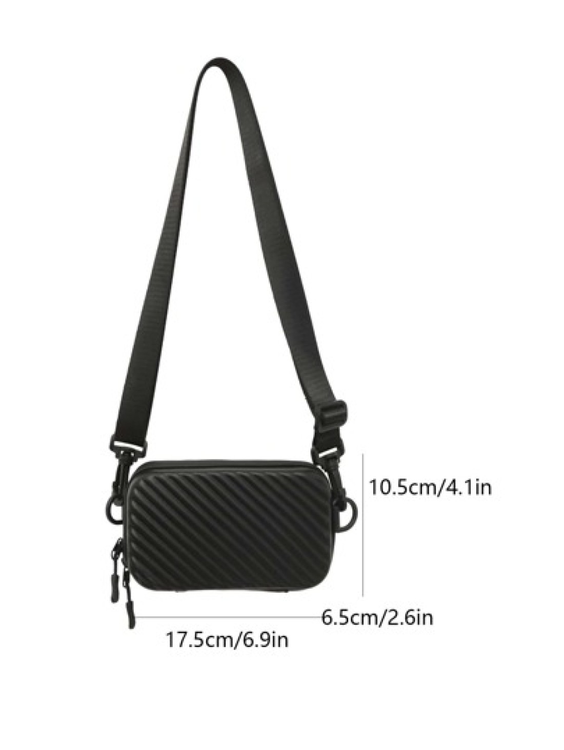 Simple Lightweight Box Bag Diagonal Striped Shoulder Bag Soft Pu Leather Pressed Messenger Bag Minimalist Water Proof Outdoor Striped Hard Shell Black Bag Travel Winter Large Capacity Multi Functional