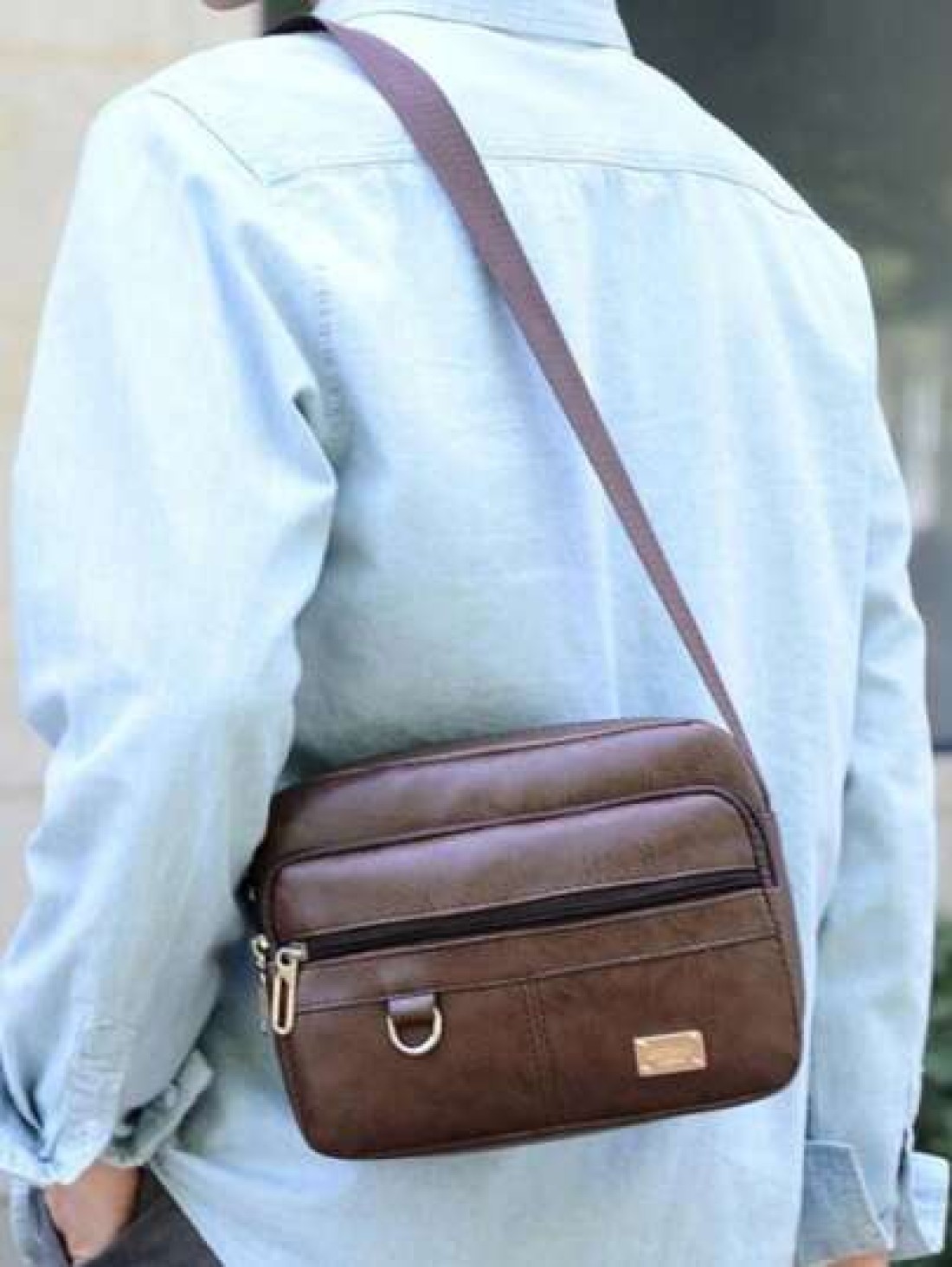 Men s Horizontal Strap With Ring Crossbody Leisure Shoulder Bag Suited For Male Travelers Students And Daily Commuters