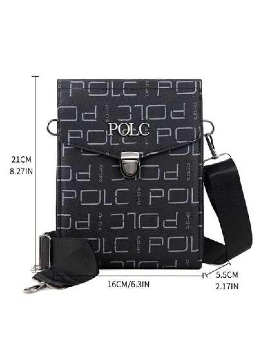 POLC Business Floral Print Men s Messenger Bag For Commuting Fashion Letter Flap Small Card Holder Phone Pouch PU Leather Large Capacity One Shoulder Bag Hanging Bag Small Square Bag Double Zipper Pho