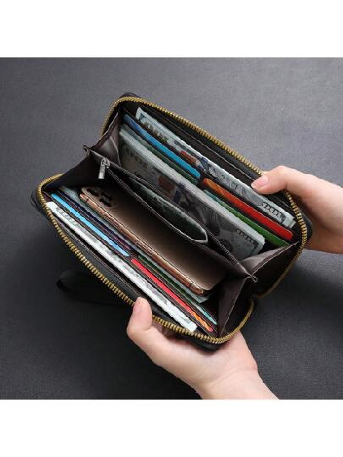 CarrKen 1pc Men s Essential Casual Zipper Handbag Large Capacity Phone Wallet With Multiple Pockets Card Slots Gift For Boyfriend Father Son