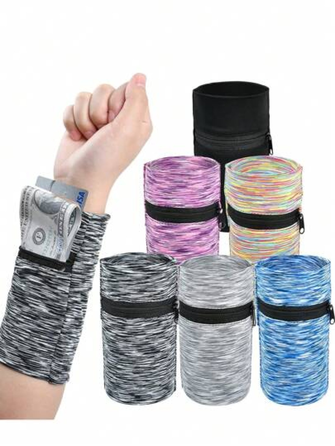 1 Pc Wrist Wallet With Zipper Breathing Arm Phone Bag Mini Coin Purse For Outdoor Sports And Travel Accessories