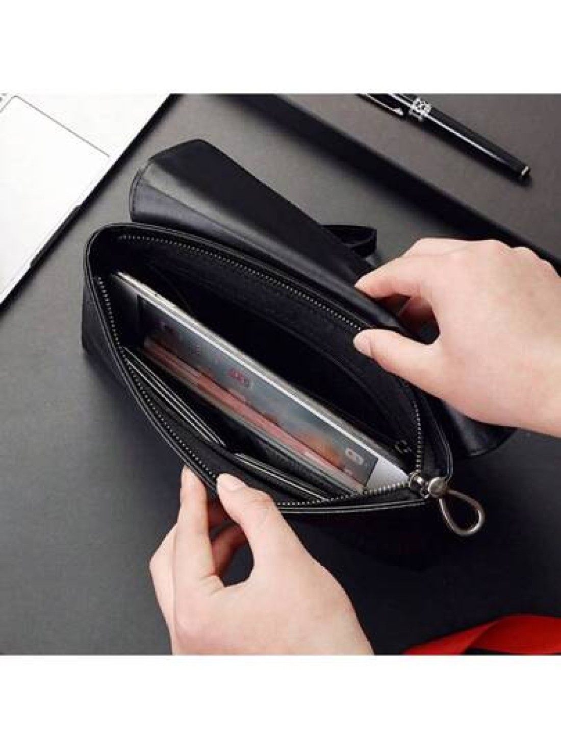 Genuine Leather Clutch Bag For Men Crocodile Pattern Flap Business Hand Bag New Casual Bifold Wallet