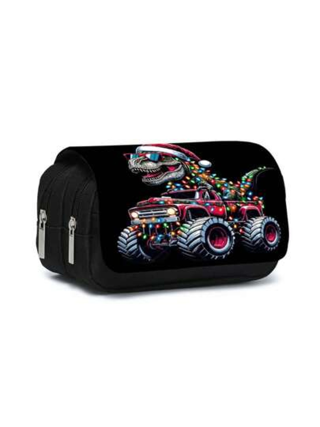 Truck Pattern Printed Double Layer Flip Pen Bag