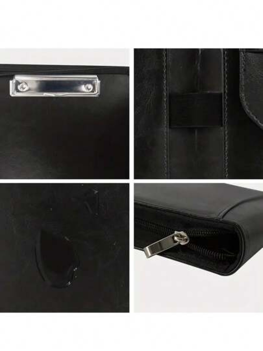 1pc DIY Zippered PU Leather Business Padfolio Notebook With Letter Size Clipboard A4 Portfolio Binder Organizer Folder Interview Resume Document Organizer With Sleeve Holder Black A Great Partner For