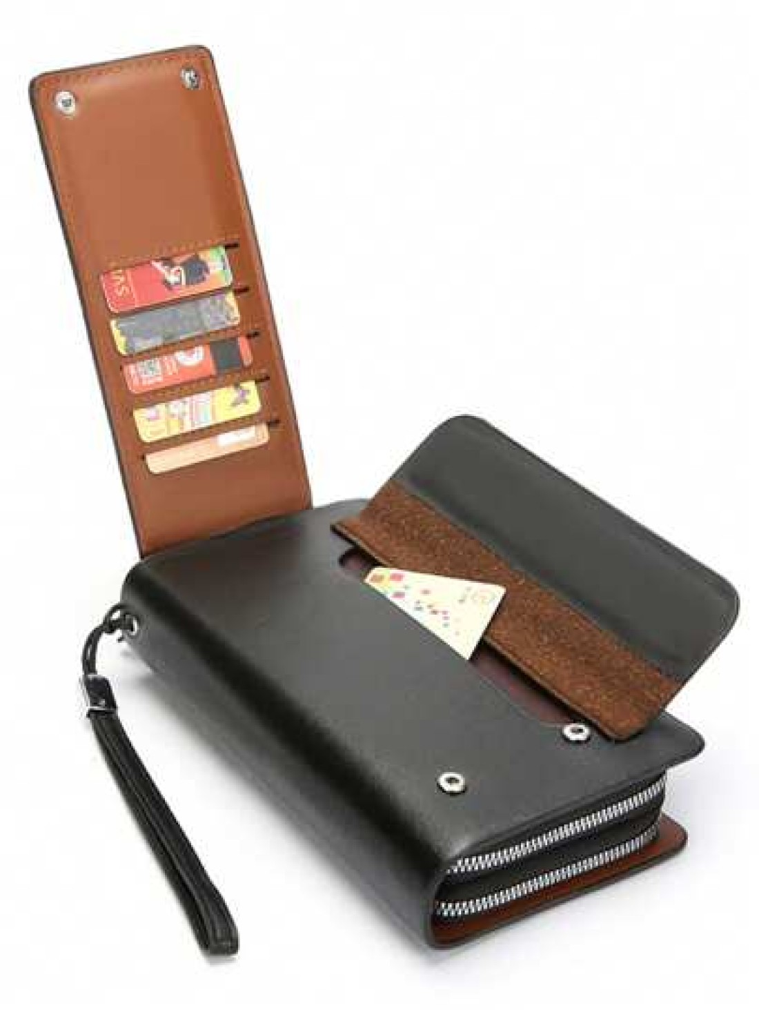 Leather Men s Clutch Wallet Men s Business Password Lock Wallet Anti Theft Clutch Wallet With Phone Stand Handbag Travel Bag Coffee Color Durable