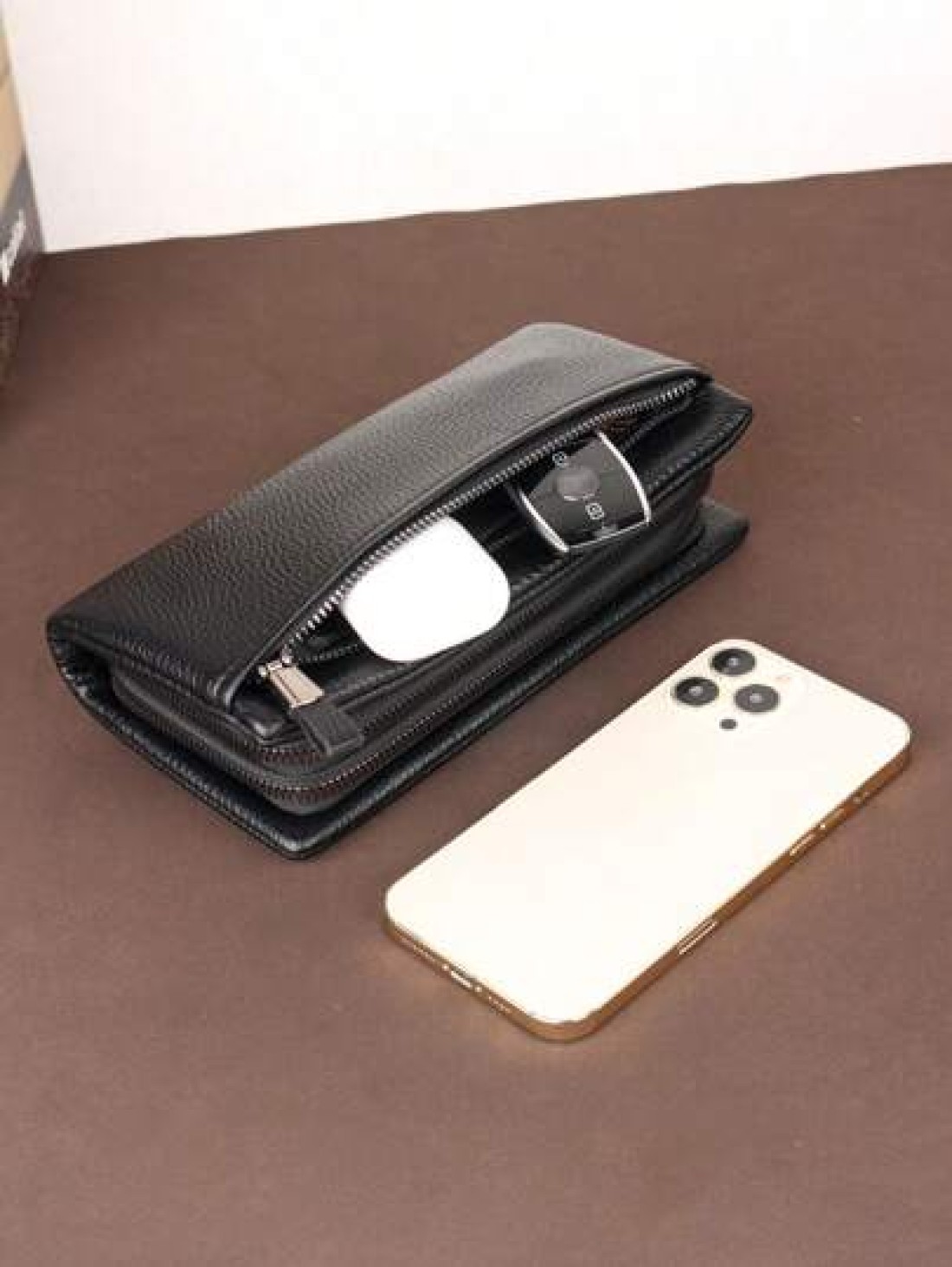 HOVI S Classic Solid Color Retro Clutch Bag Simple Business Large Capacity Lightweight Waterproof Men s Daily Commuting Mobile Phone Bag
