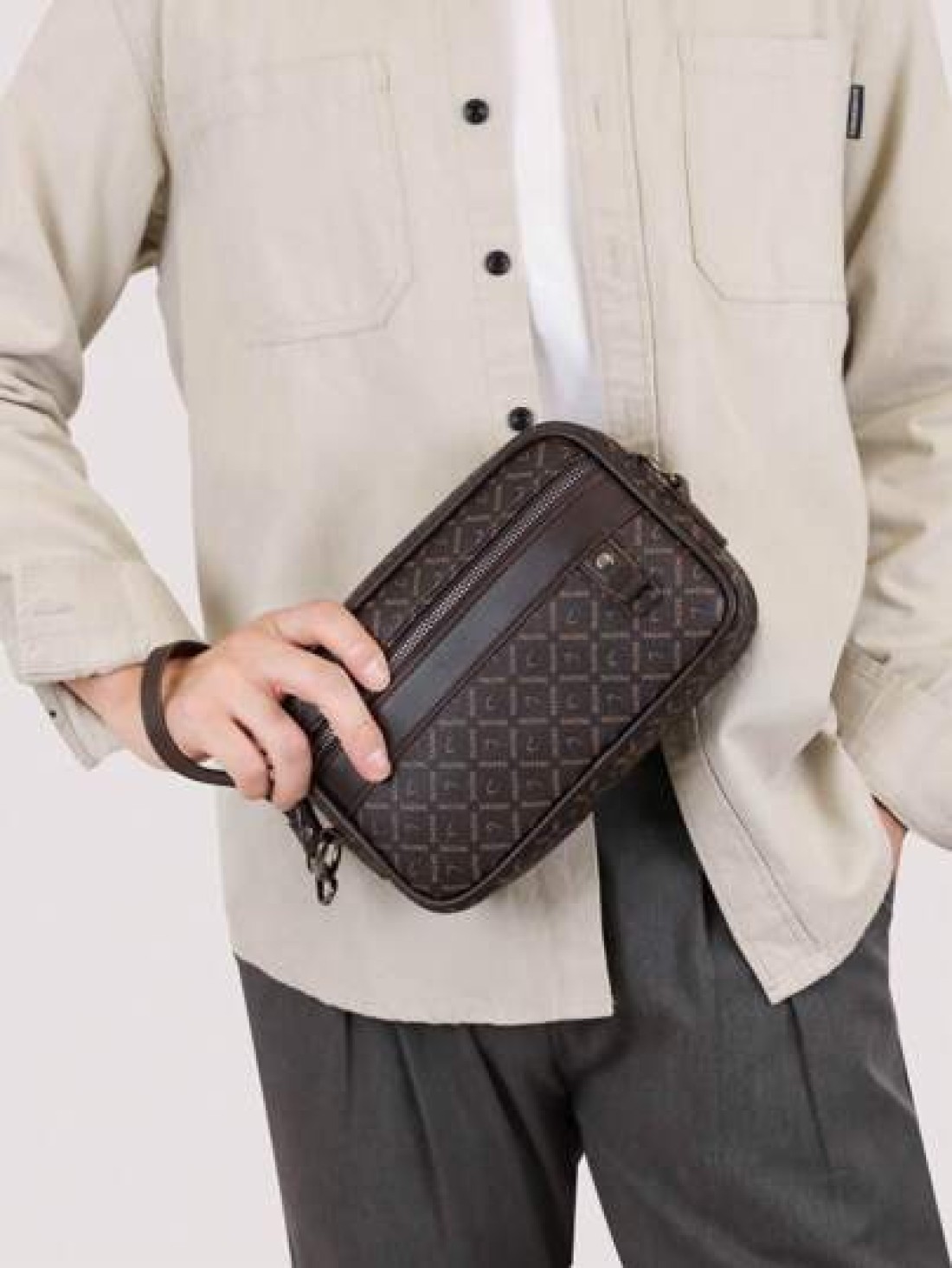 Classic PU Men s Clutch Bag Old Flowers Vintage Pattern Multi Pocket Design Large Capacity Business Men s Shoulder Crossbody Square Bag Daily Business Office Wristlet Wallet