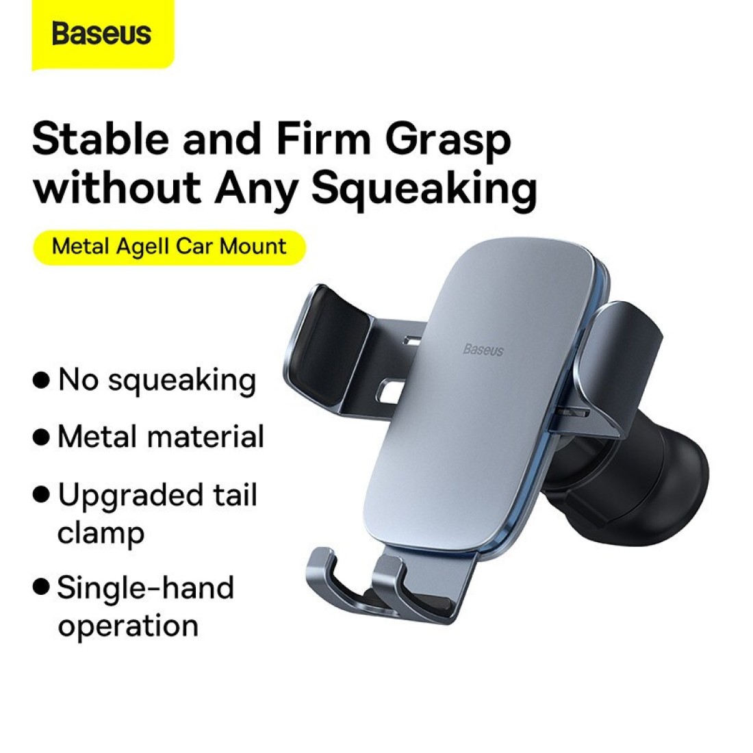Baseus Car Phone Mount Compatible Applicable Mercede Benz Mobile Phone Holder A B C E S Class Ford Mustang Mini Countryman Cooper S Automatic Locking Specially Design For Round Air Vent Grey