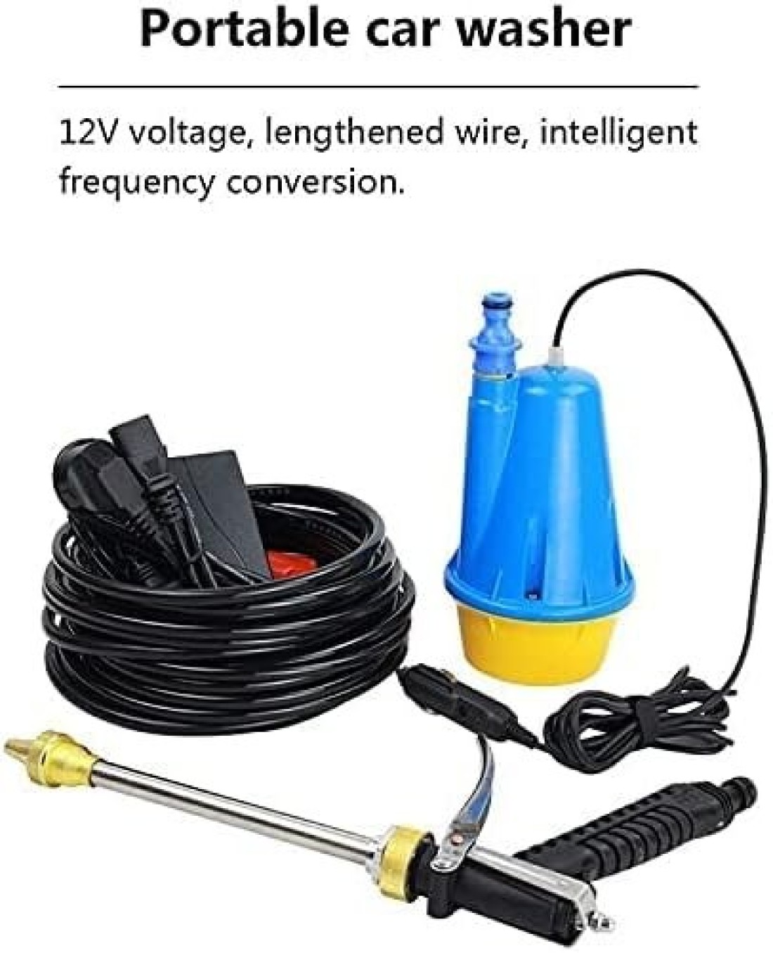 12V 80W Portable High-Pressure Washer Pump, Car and Garden Cleaning Machine, Compact Washing Pump for Cars, Bikes, Outdoor Furniture, and Gardening 
