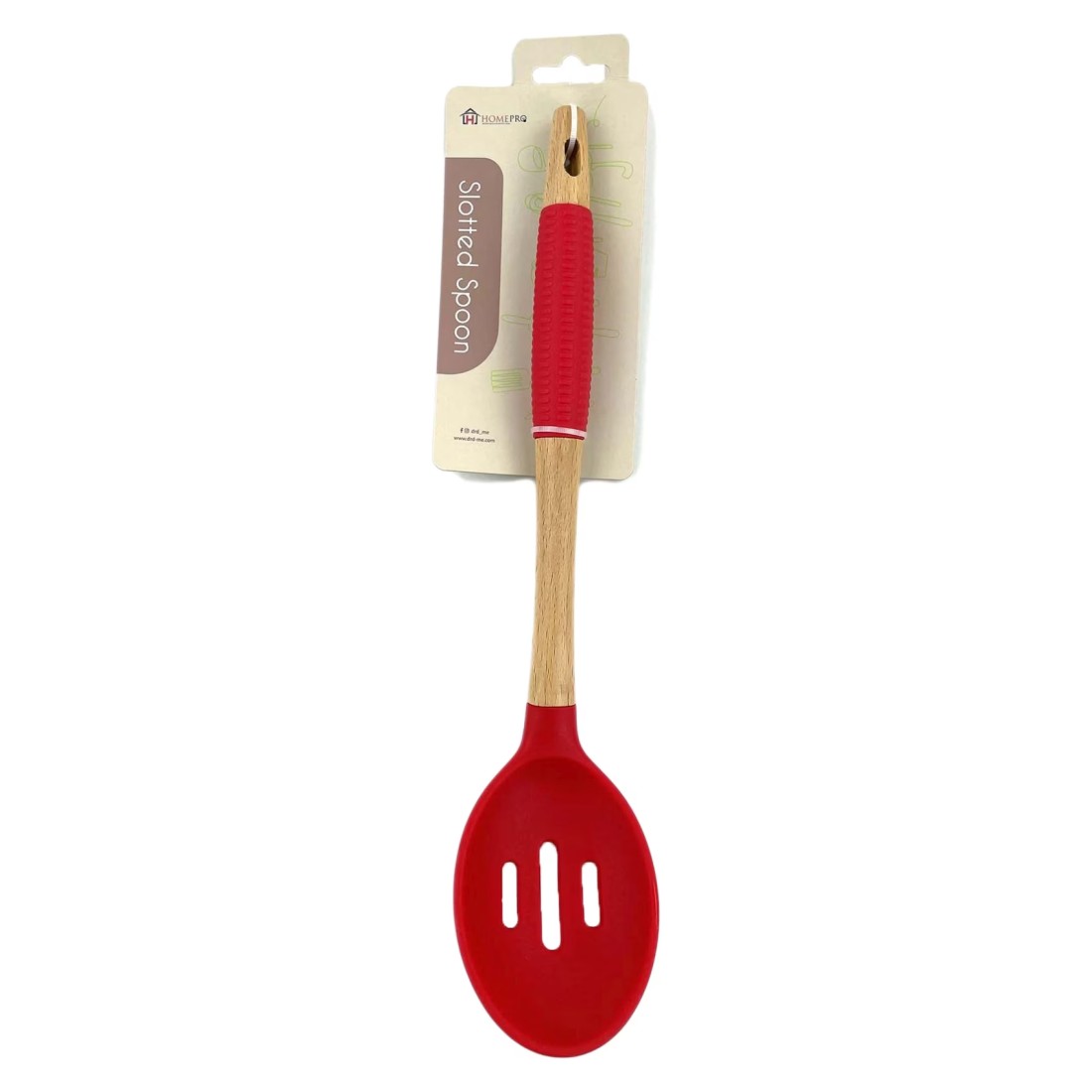 Home Pro Silicone Head Slotted Spoon Blue And Beige