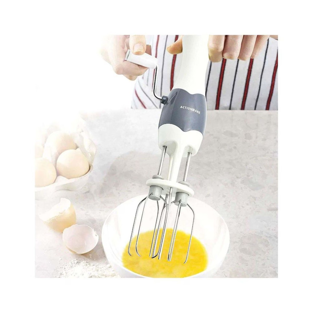 Actionware Stainless Steel Hand Beater White And Grey