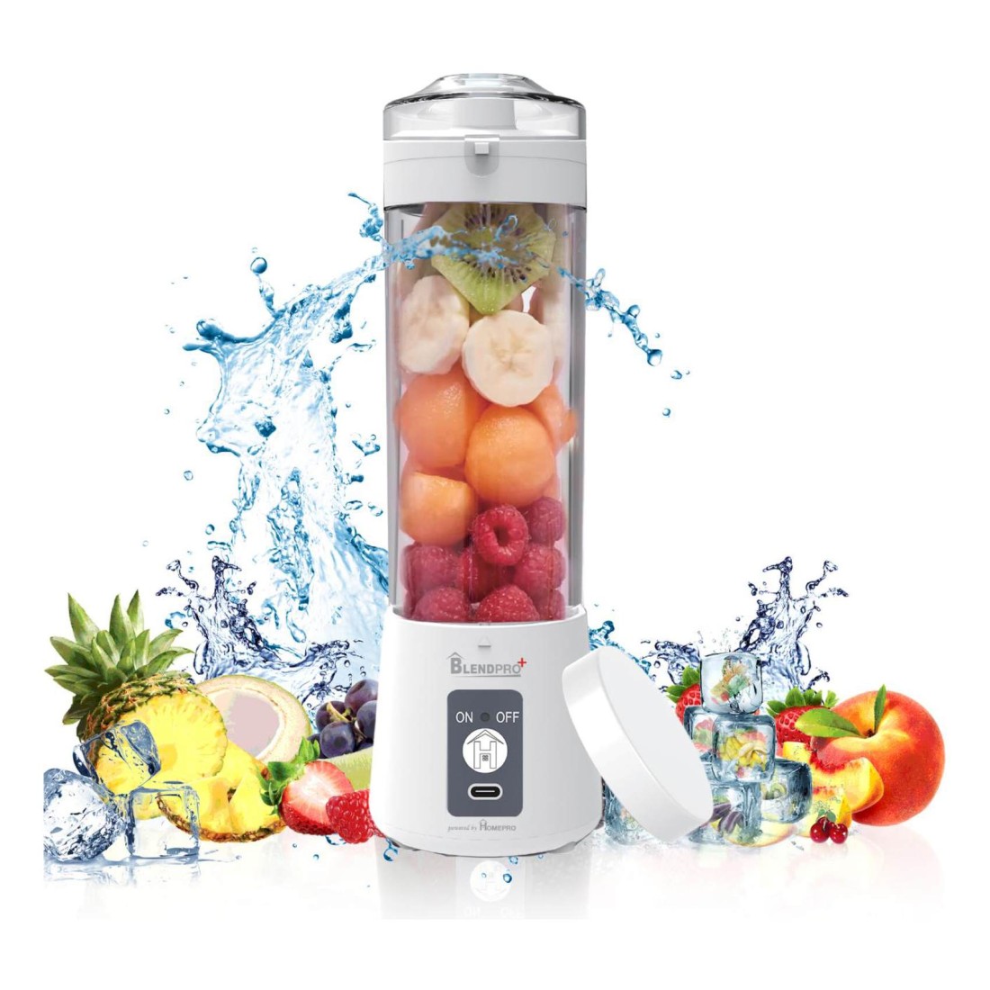 HomePro BlendPro Plus Electric USB-C Port Juicer Blender White 400ml