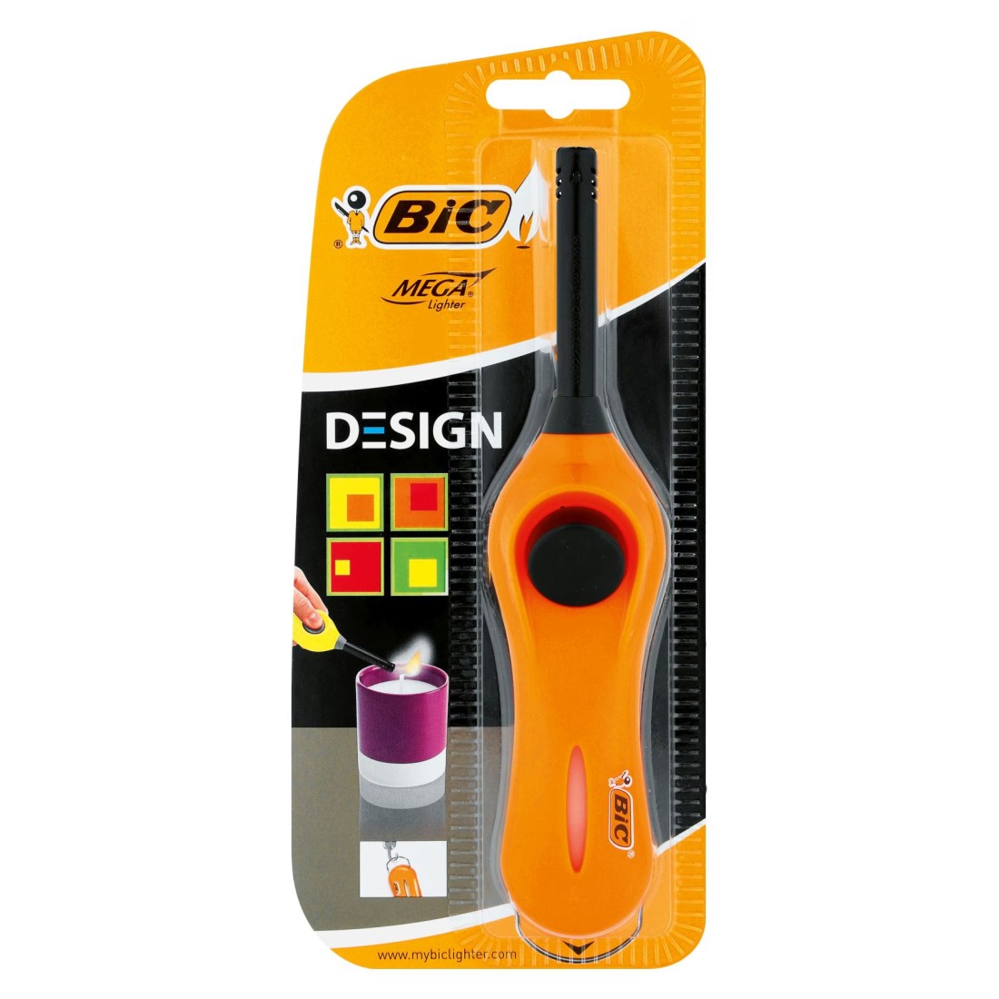 Bic Design Mega Lighter Blister Yellow Green Orange Pink