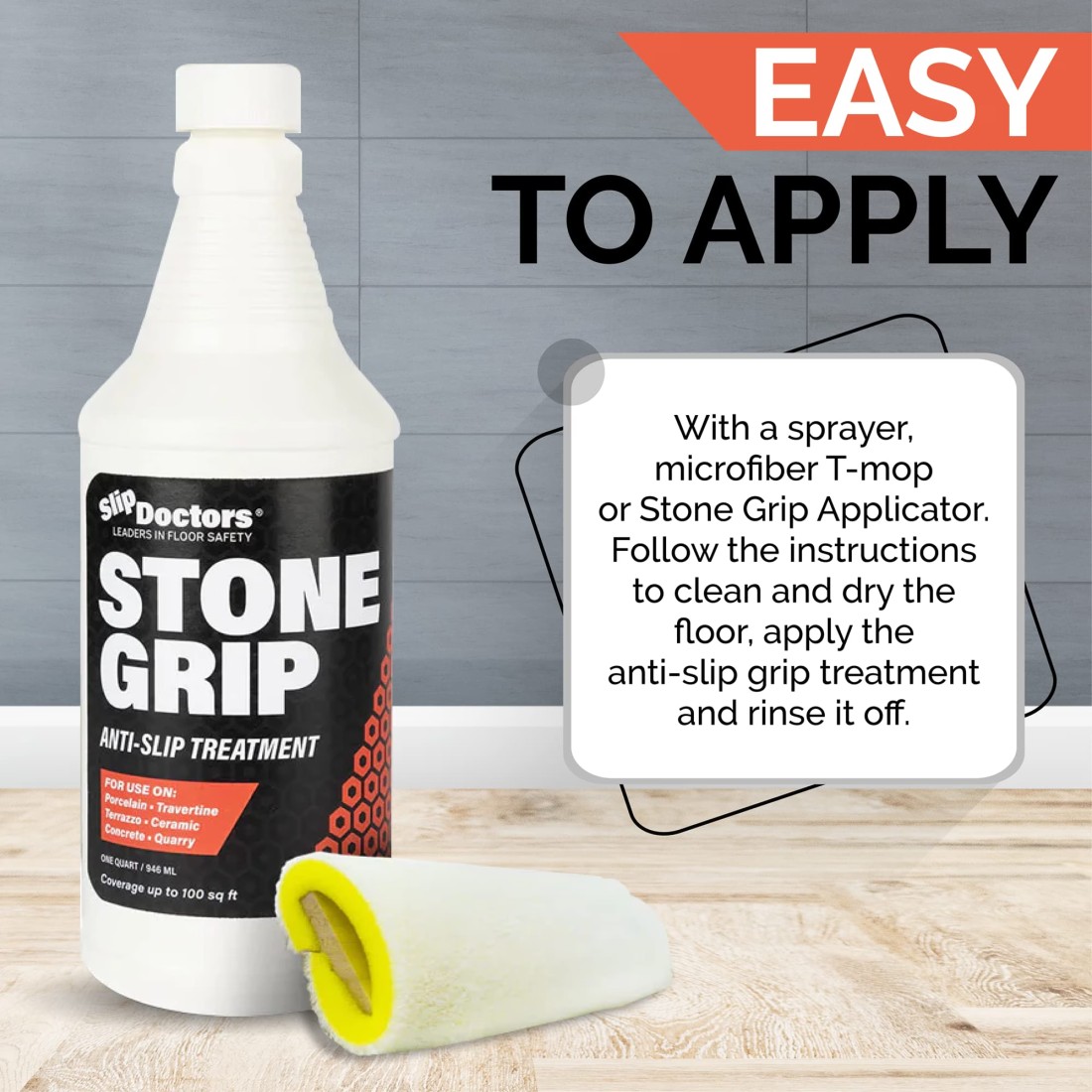 Stone Grip Industrial Gallon NonSlip Floor Treatment for Tile and Stone to Prevent Slippery Floors IndoorOutdoor ResidentialCommercial Works in Minutes for Increased Traction