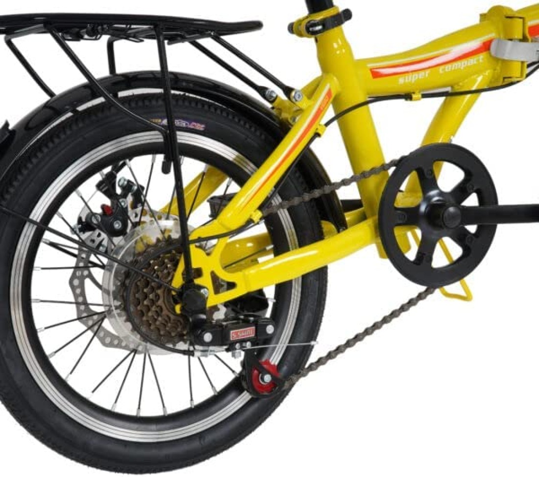 Vego Fold Folding Bike 6 Speed 16 Inch, Yellow