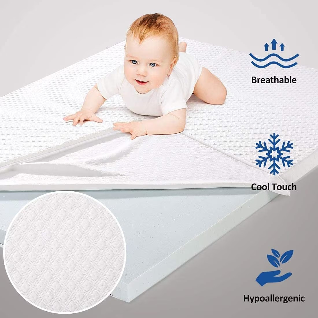 Vital Memory Foam (Visco) Mattress Topper Height Of 5 Cm With Removable Knitted Fabric Cover (King - 180 X 190)