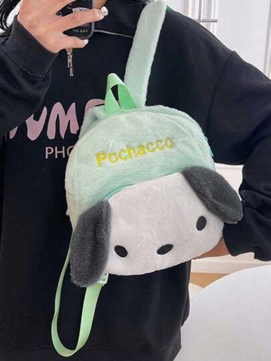 Sanrio حقيبة مدرسية صغيرة لأطفال كارتون Kuromi و Melody من سانريو، ظهر كرتوني لطيف من القطيفة