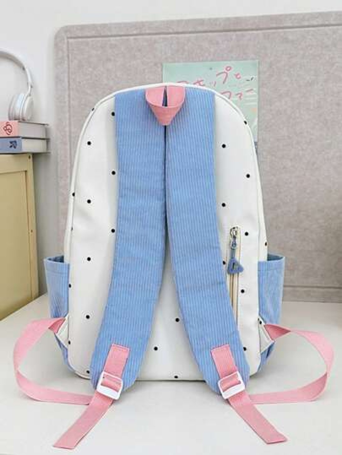1pc New Fashion Color Block Student Backpack Cartoon Cute Casual Everyday Outdoor Bookbag Without Pendant