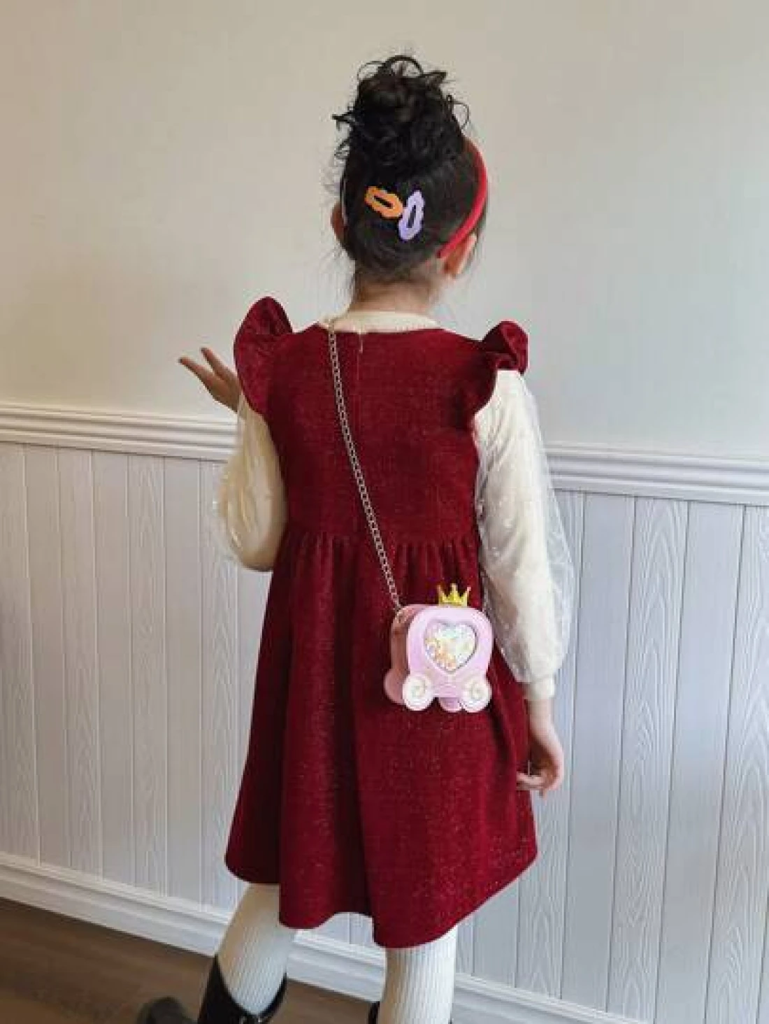 حقيبة كتف من الجلد الاصطناعي PU للبنات على شكل تيجان الأميرات الكرتونية